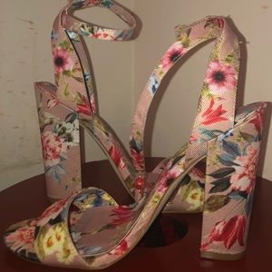 Open toe floral heels!